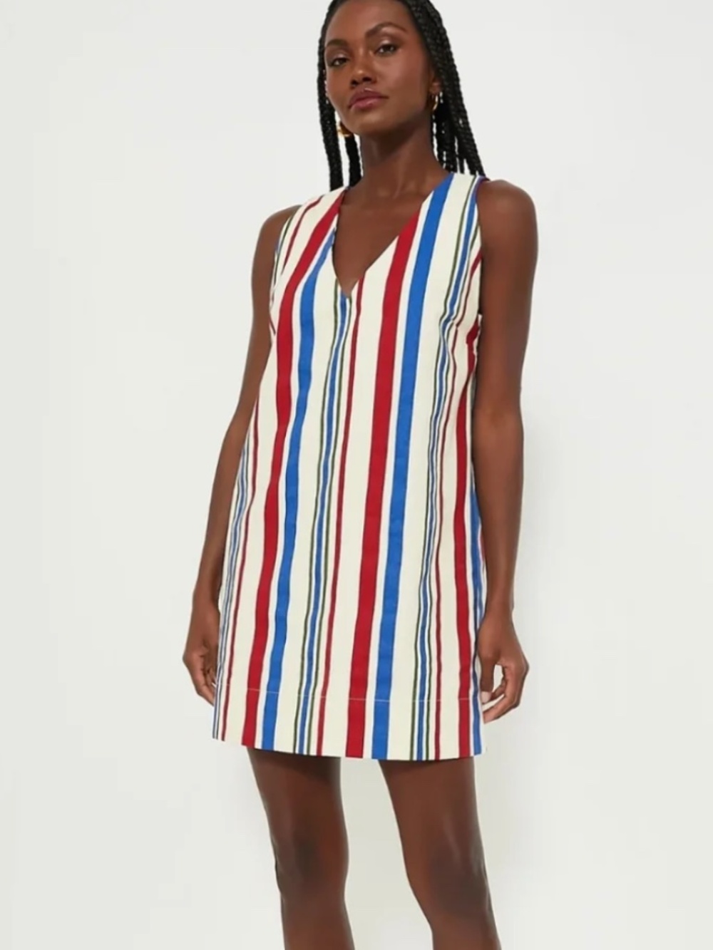 Tuckernuck Red, Blue, Cream & Green Stripe Sleeveless Shift Dress